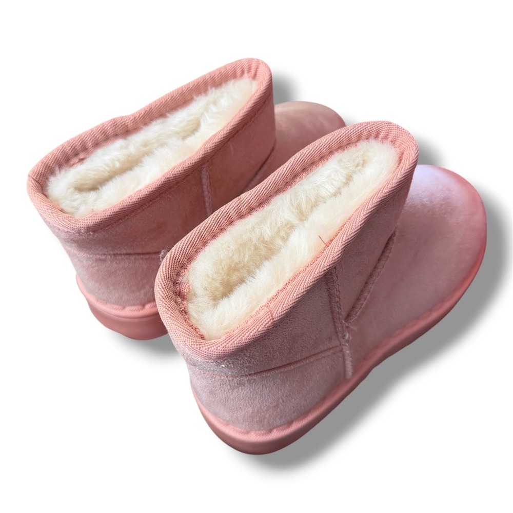 HQX BEST Kids Pink Faux Suede Shearling Lined Winter Ankle Boots Sz 13 - Picture 2 of 9